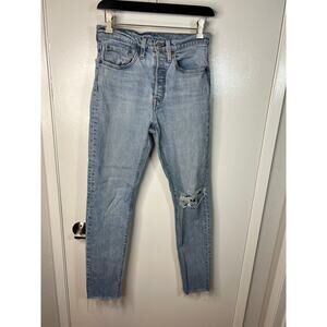 Levi's 501s Women's Distressed Raw Hem Skinny Jeans ~ Size 26x30